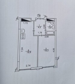 1-комн. вторичка, 42 м<sup>2</sup>, поверх 6/10